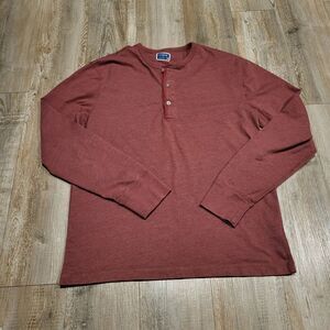 J.Crew Henley Raglan Sleeved Tee Shirt, Heathered Maroon, Men's Size Medium